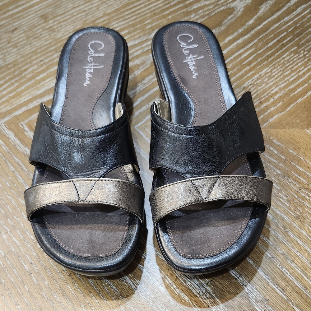 Cole Haan Platform Sandals Size 7/8 - Black & Pewter